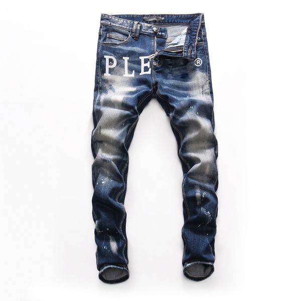 

men's jeans mens clothing denim pants for man metallic button zipper embroidery dancing party trousers slim blue cowboy clothes grey ho