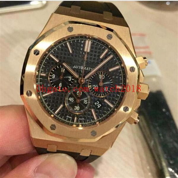 

luxury men's watches chronograph rose gold steel bezel 41mm 26320or 00 d088cr 01 black rubber strap quartz men's wristwa195h, Slivery;brown