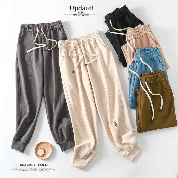 

loose tapered gray sweatpants for women: spring/autumn sports pants with korean style, Black;white