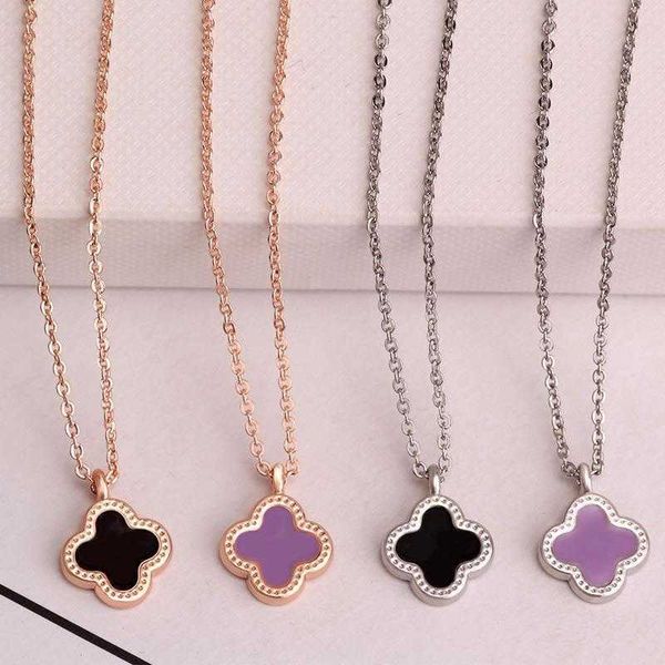 

clover necklace designer four leaf clover pendant clover rose transfer bead platinum lady lucky grass pendant net red small fresh clavicle, Silver