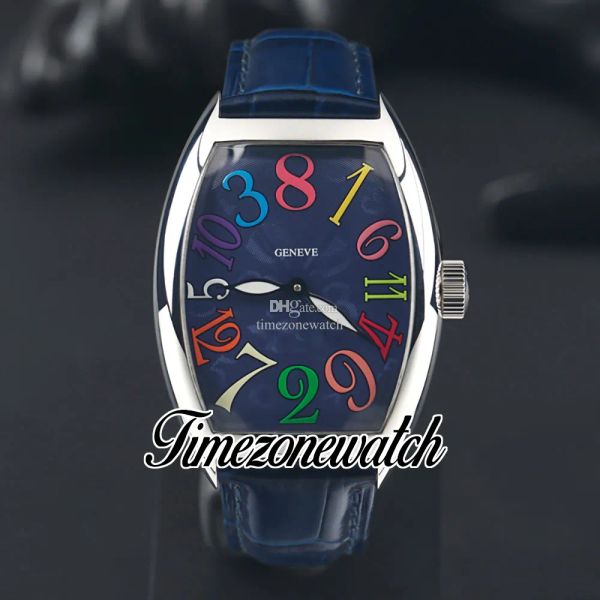 

new crazy hours mens automatic watch 8880 ch codr acbl color dream blue texture dial steel case blue leather strap 40mm gents watches twfm t, Slivery;brown