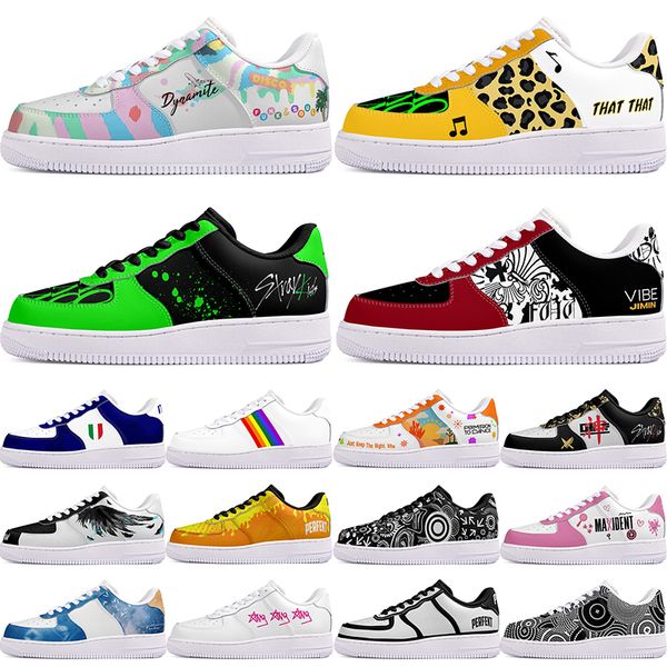 

DIY shoes winter Glossy white autumn mens Leisure shoes one for men women platform casual sneakers Classic cartoon graffiti trainers comfortable sports 100172