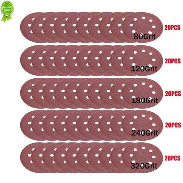 

new 100pcs 5" sanding discs sandpaper sand sheets grit 80-320 sanding disc polish sanding pad for woodworking car polishing tools