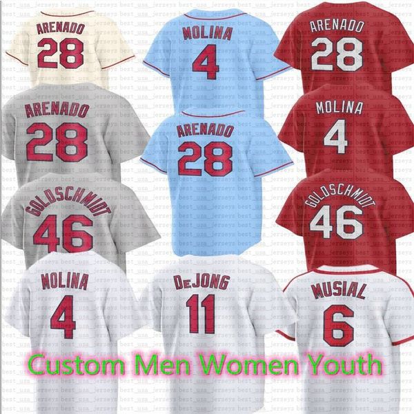 

2023 albert pujols baseball jersey contreras 28 nolan arenado 4 yadier molina paul goldschmidt paul dejong brendan donovan adam helsley, Blue;black