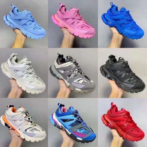 

with box designer balencaigaitys shoes luxury brand designer womens mens casual shoe track 3 3.0 led sneaker lighted gomma leather trai llb, Black