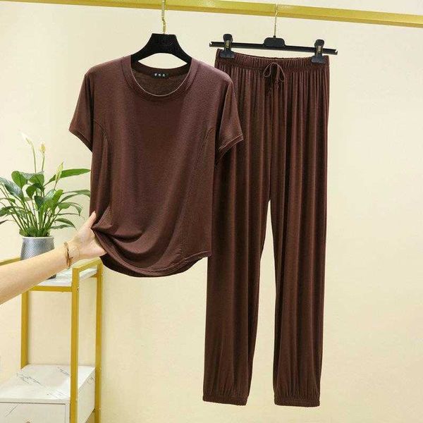 

modal short sleeved pants two piece suit simple homewear womens summer thin loose