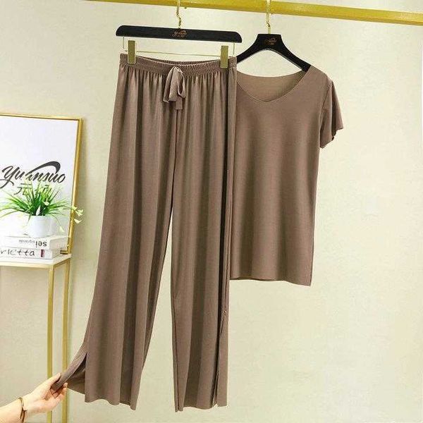 

pajamas womens summer simplicity plus size loose ice silk v neck short sleeve rest