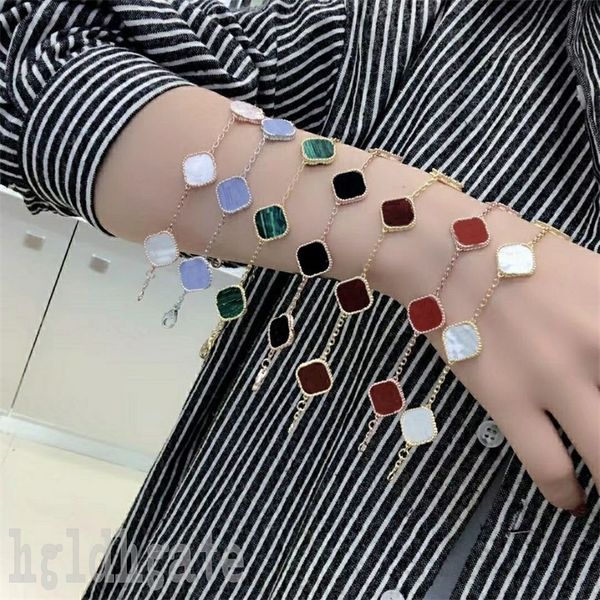 

pink charms bracelets four leaf clover designer bracelet men vintage jewelry women men blue white classics link chains black rose gold plate, Golden;silver