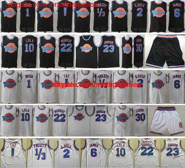 

space jam movie tune squad looney 1 bugs 2 daffy duck 10 lola bunny taz tweety bill murray michael curry basketball jersey, Black
