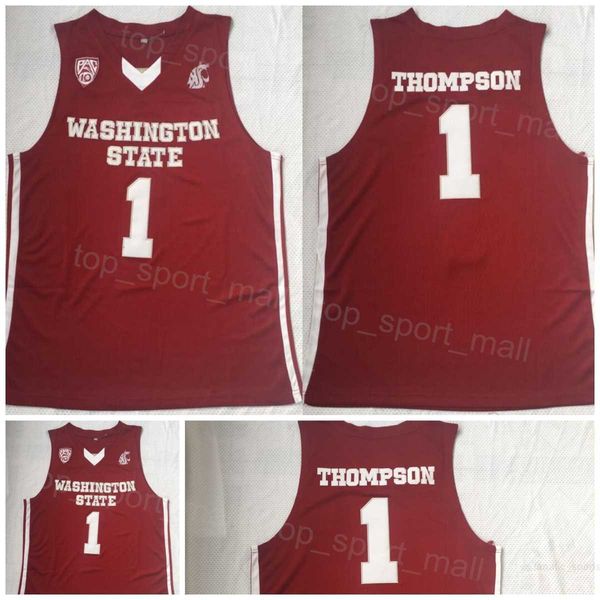 

washington state cougars college 1 klay thompson jerseys basketball team color red embroidery and sewing breathable university for sport fan, Black