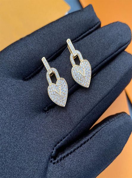 

brand luxury crystal charm earrings fashion full diamond love designer earrings for women stainless steel 18k gold pl1293260, Golden