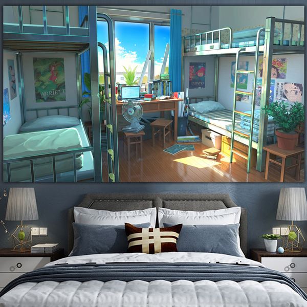

japanese style aesthetic cabin ins wind background cloth hanging cloth dormitory bedside wall cloth animation room decoration personalized t