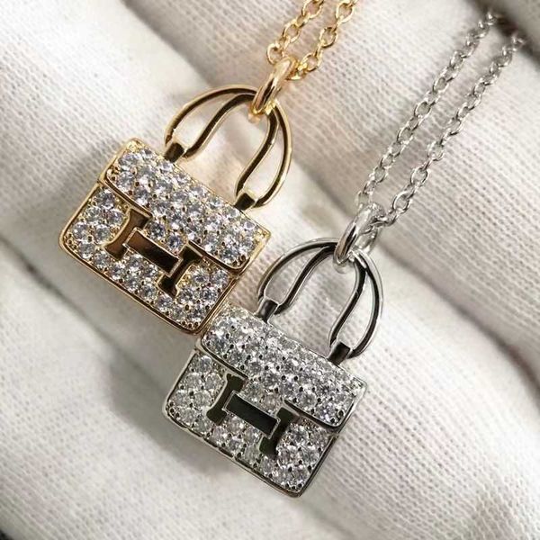 

h pendant necklaces designer jewelry herm new bag necklace for women 925 silver ins small design light luxury premium colorless collar chain