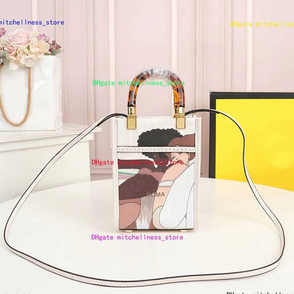 

bikini girl mini tote bag sunshine handbag crossbody bags amber hard handle purse open shop bags abstract painting wallets removable strap