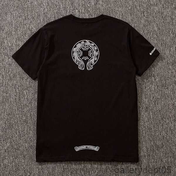 

luxury classic men's t shirt ch brand heart tees men women sanskrit letter chromes short sleeve horseshoe couple t-shirts designer 3a, White;black