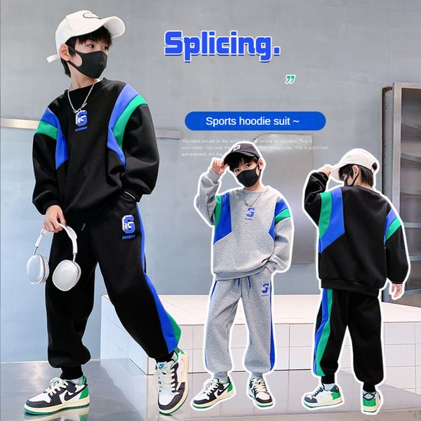 

clothing sets autumn kids clothes boy s cotton sport embroidery letter t shirt pants 2pcs sets children boys sweatshirt sweatpant tracksuit, White