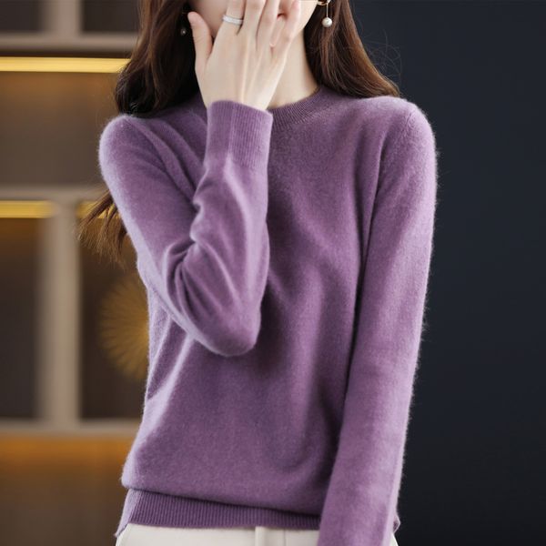 

women's t shirt 100 wool cashmere sweater women loose casual knitted round neck pullover autumn and winter 230331, White