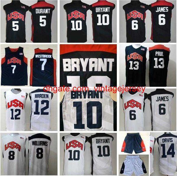 

national team basketball shirt 2012 team usa jersey 5 kevin durant 12 james harden 7 russell westbrook chris paul 13 deron williams carmelo, Black