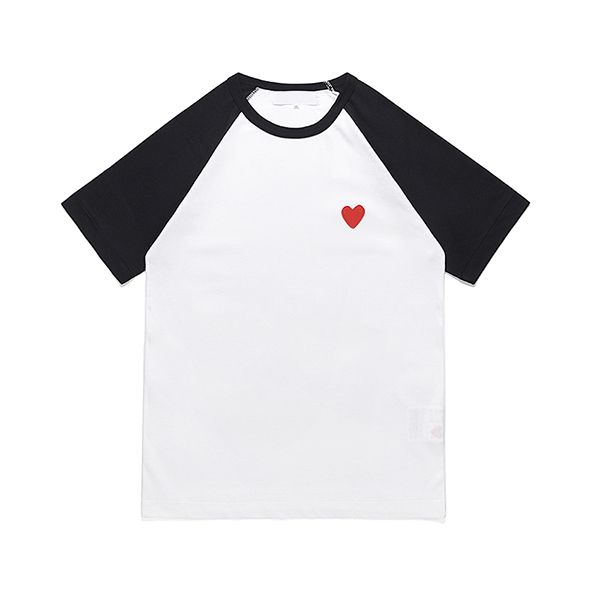 

commes 3 colors paneled mens t shirt cdg 22ss new small red heart embroidery men shirts play transportation men tshirt, White;black