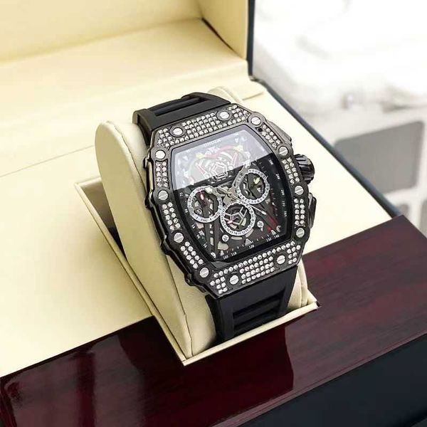 

luxury mechanical watch fashion men's watch waterproof richar cool fully automatic mechanical hollow out sq23, Slivery;black