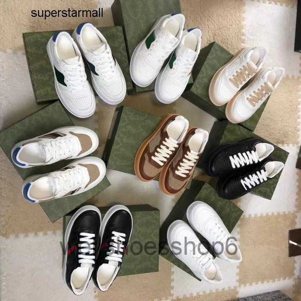 

designers women's skate shoes white leather sneaker with green and red web luxurys chunky b casual shoe men 35-45, Black