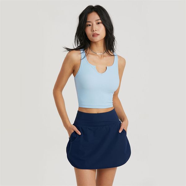 

ll women's tanks & camis yoga outfit spring and summer new ribbed sports bra women's v-neck yoga underwear shock absorption half f, White