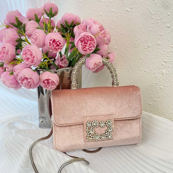 

french heavy industry fairy inlaid with diamonds, flower velvet, small square bag, dinner party, mobile phone bag, handbag, messenger bag 23