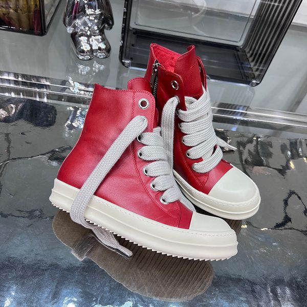 

casual shoes high jumbo lace up main line thick sole red fashion designer luxury sneakers black leather men women black flats zip ankle boot