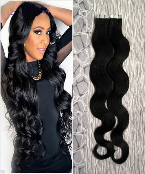 

color 1 jet black brazilian body wave hair human hair tape hair extensions 40 pieces pu skin weft hair 100g tape hair extensions 9226845
