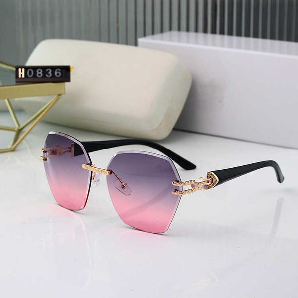 

frames 2023 new trimmed frameless women's fashion box sunglasses, White;black