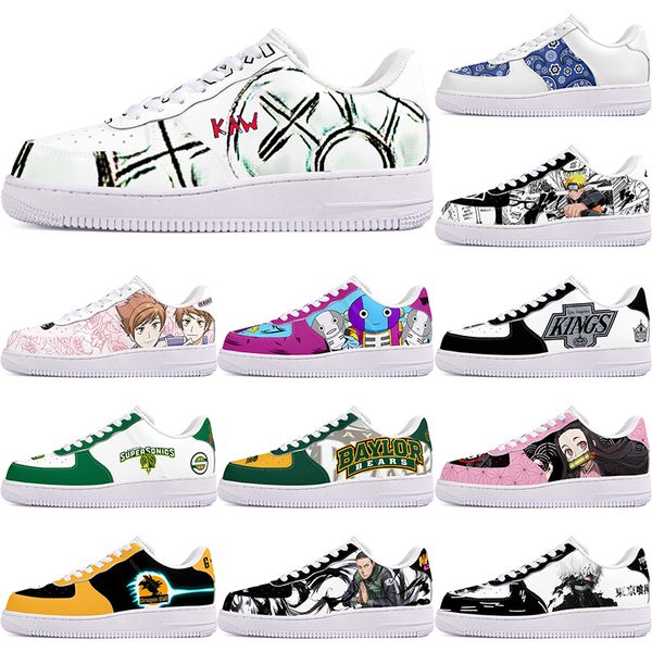 

DIY shoes winter Glossy fashion autumn mens Leisure shoes one for men women platform casual sneakers Classic cartoon graffiti trainers comfortable sports 208535-1