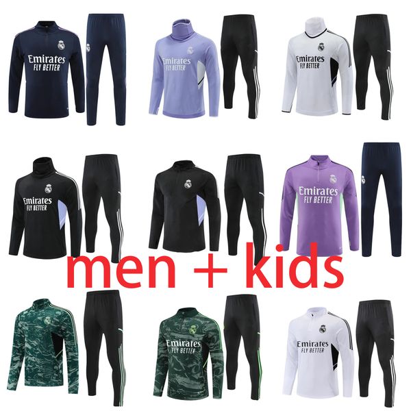 

2023 real madrids football tracksuit 22 23 24 chandal futbol survetement real madrids modric half zipper soccer training, Black