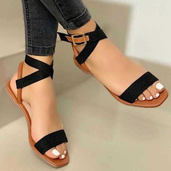 

nxy sandals flat women sandals 2023 summer women cross strap sandals fashion open toe elegant women shoes comfortable sandals women 230322, Black