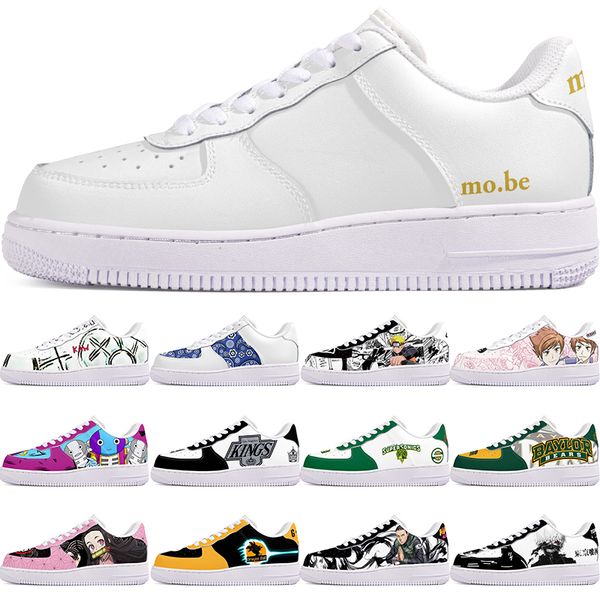 

DIY shoes winter Glossy fashion autumn mens Leisure shoes one for men women platform casual sneakers Classic cartoon graffiti trainers sports 201752-1
