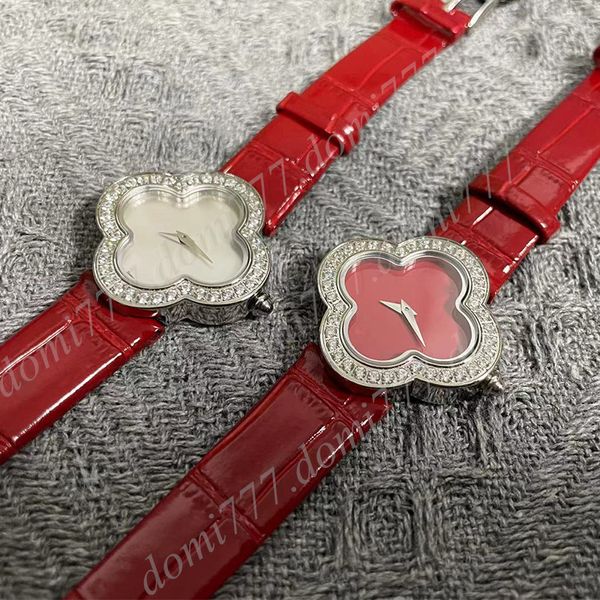 

29MM/ 34MM Flower Women's Watch with Leather Strap Luxury Quartz Watch, #7-with slub strap