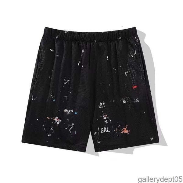 

men's casual sports shorts galleryes depts shorts designer colorful ink-jet hand-painted french classic printed mesh sports drawstring, White;black