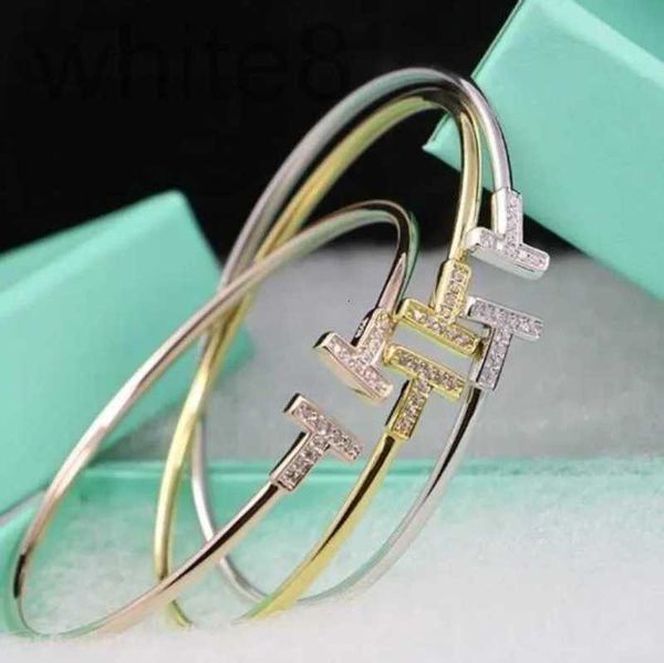 

bangle designerluxury designer bracelet double t wristband wite fritillaria women s 17 cm open adjustment silver rose gold gift box q26i, Black