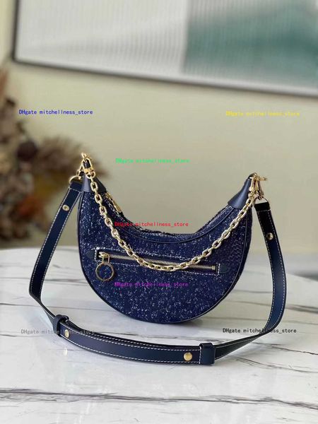 

denim womens shoulder bags luxurys blue 2022 fashion trend crossbody bags new crescent pea bag handbags tote with letters and gold chain