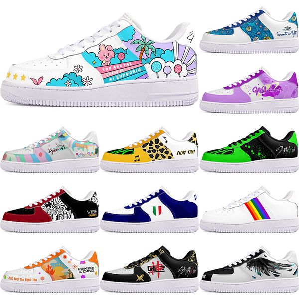 

DIY shoes winter comfortable autumn mens Leisure shoes one for men women platform casual sneakers Classic cartoon graffiti trainers comfortable sports 100203