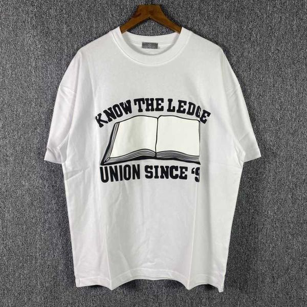 

summer 2022 american fashion brand book letter foam treatment printed short sleeve tee youth round neck casual t-shirt, White;black