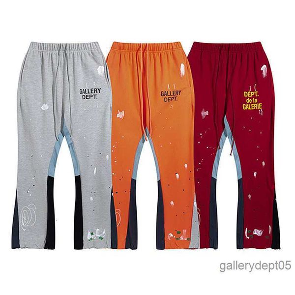 

pant galleries mens 2023 dept pants correct sports version hand-painted splash-ink patchwork high street casual trousers with long small, Black