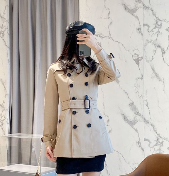 

women's trench coats double-breasted burb jacket 2023 spring and autumn double-breasted jacket british windbreaker medium short show th, Black;brown
