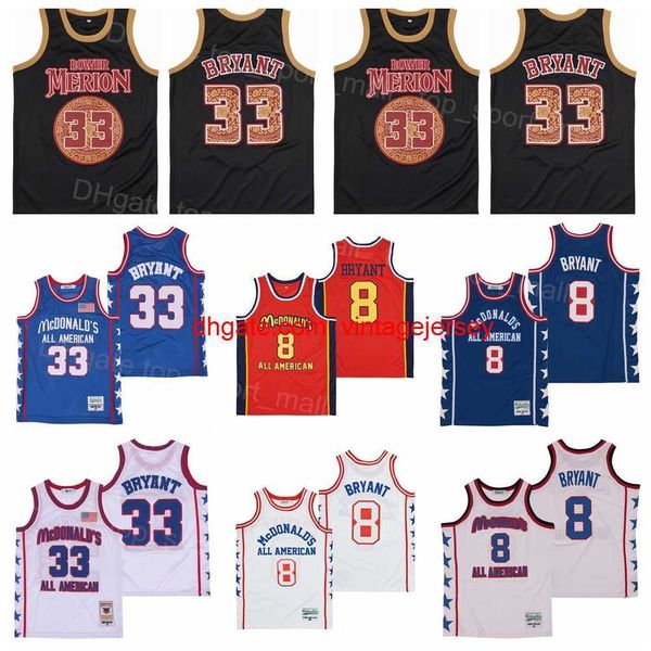 

men basketball movie 33 8 mcdonalds jersey all stitched college pure cotton hiphop black white red blue team color for sport fans hiphop bre