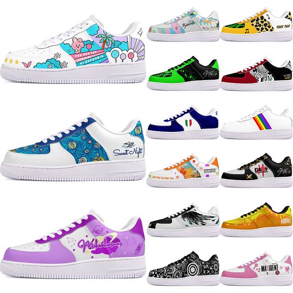 

DIY shoes winter Glossy autumn mens Leisure shoes one for men women platform casual sneakers Classic cartoon graffiti trainers comfortable sports 103394