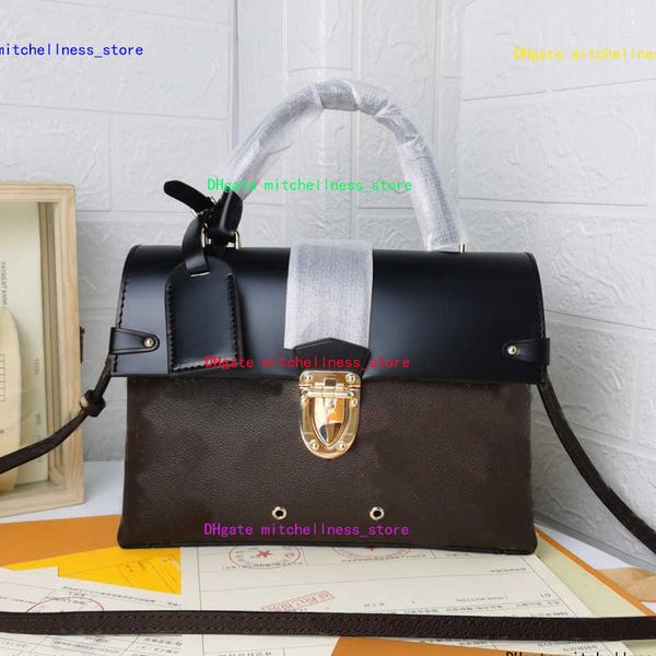 

2022 one handle tote bag handbag purse genuine leather fashion letter patchwork color shoulder crossbody bags adjustable removable strap