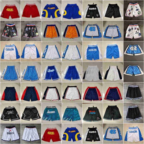

team basketball shorts just don north carolina tar heels retro dream flight wear sport pant with pocket zipper sweatpants hip pop red blue s, Black