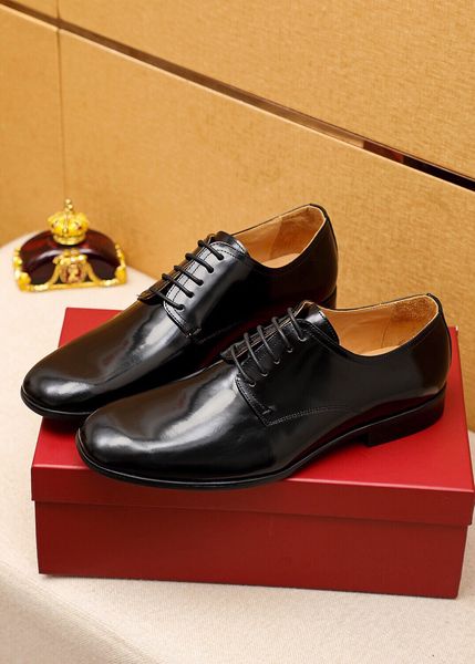 

2023 mens dress shoes genuine leather casual designer lace up flats male brand wedding party oxfords chaussure homme size 38-45, Black