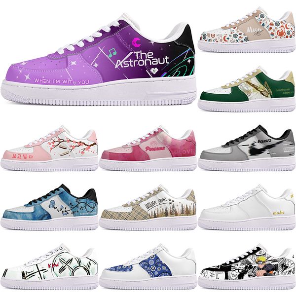 

DIY shoes winter Glossy fashion autumn mens Leisure shoes one for men women platform casual sneakers Classic cartoon graffiti trainers comfortable sports 105838