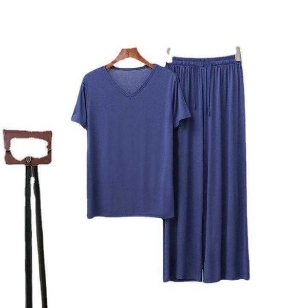 

summer womens modal short sleeved home sleep suit v neck thin loose half sleeve