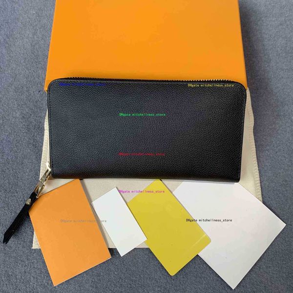 

2021 men purse wallet zipper bag women's wallets leather embossing card holder pocket long women bags coin purses with box 60017, Red;black